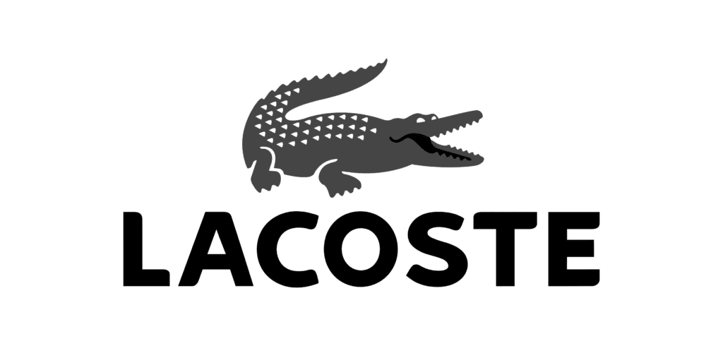 The logo for Lacoste on a green background, featured on a shopping app for clothes, one of the best websites for online shopping.